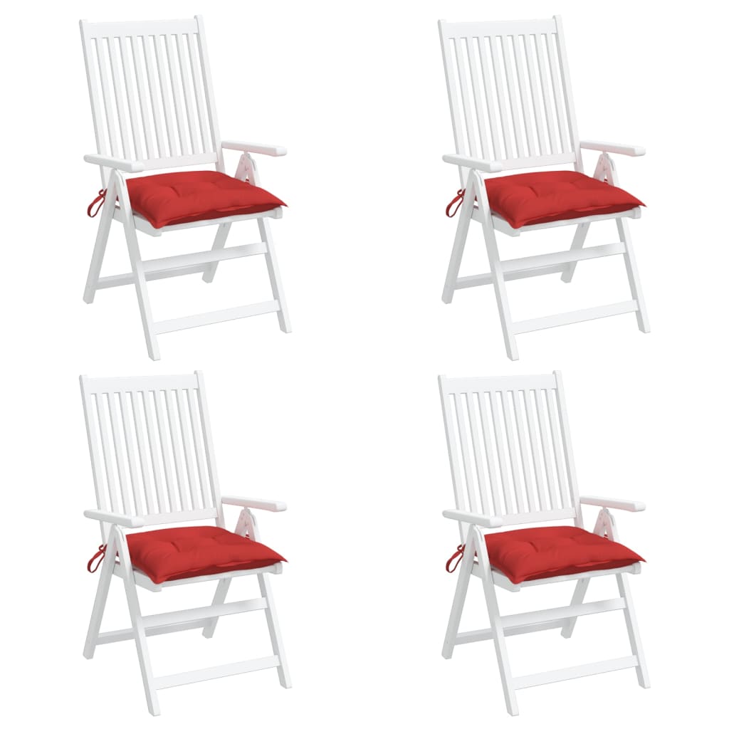 vidaXL Cojines de silla 4 unidades tela rojo 40x40x7 cm