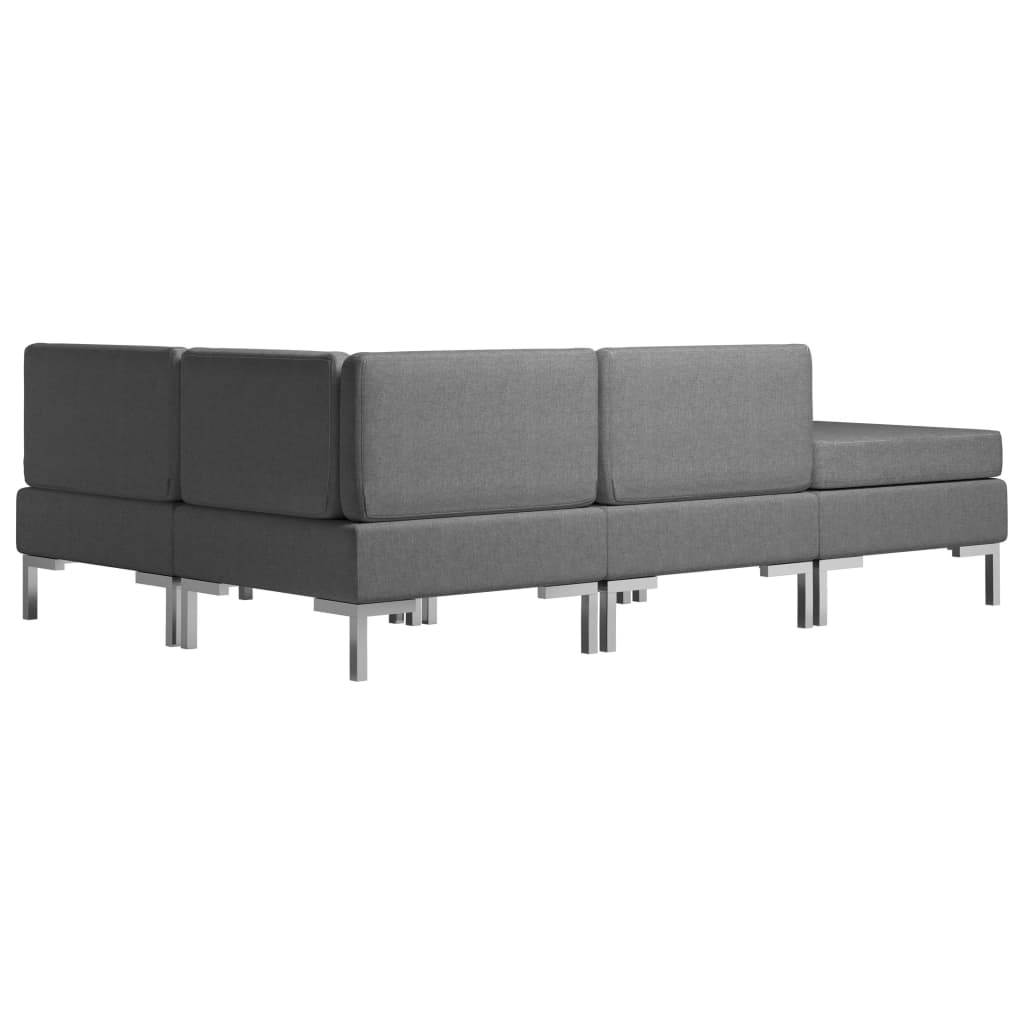 vidaXL Conjunto de sofá de 4 piezas tela gris oscuro