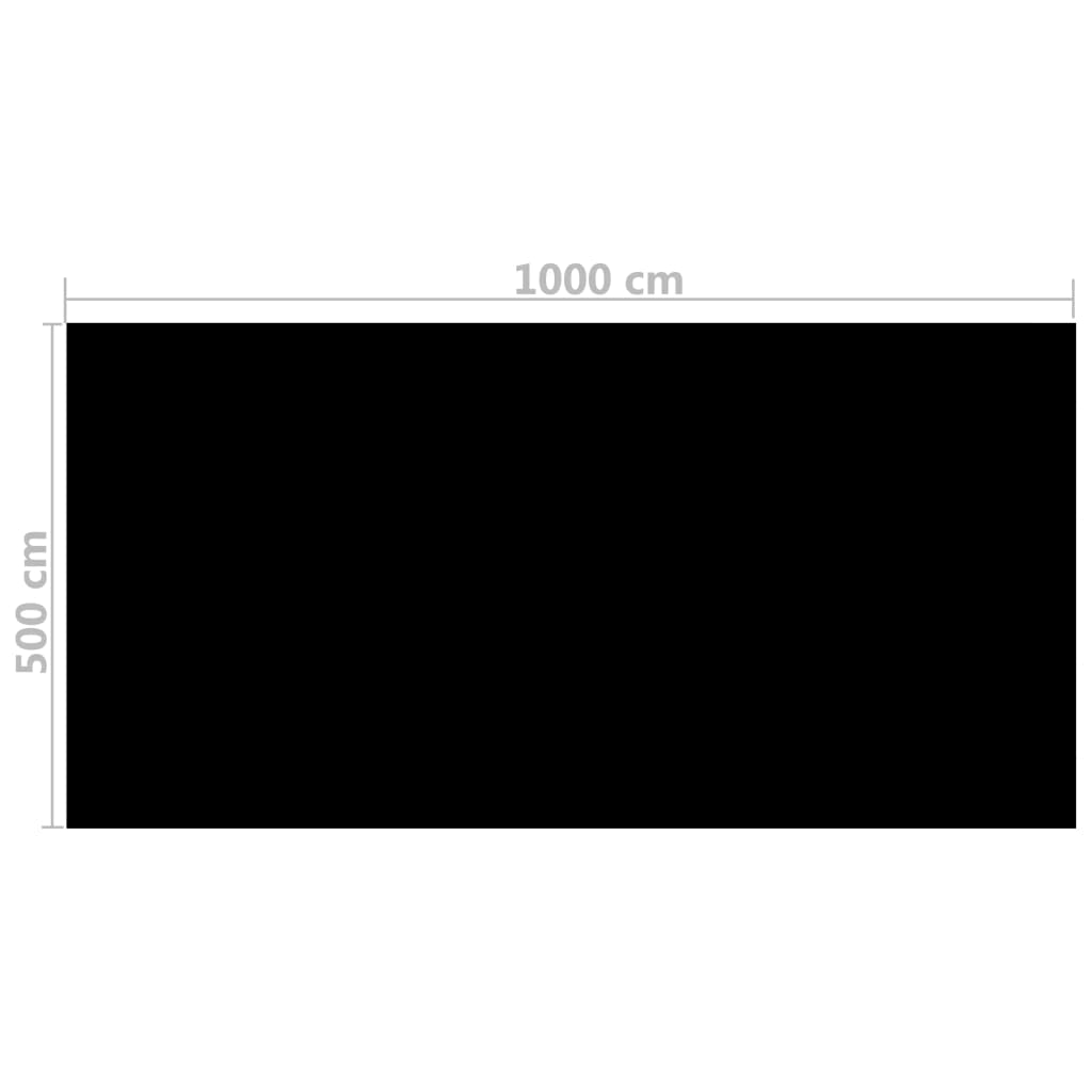 vidaXL Cubierta solar de piscina PE rectangular flotante negro 10x5 m
