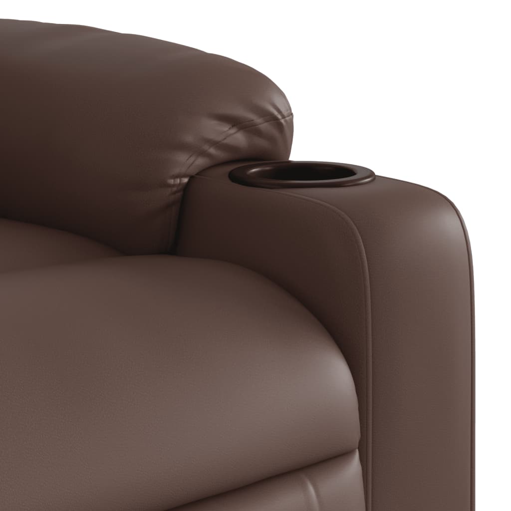 vidaXL Sillón reclinable de cuero sintético marrón