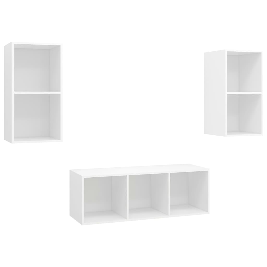 vidaXL Juego de muebles de salón 3 piezas madera ingeniería blanco