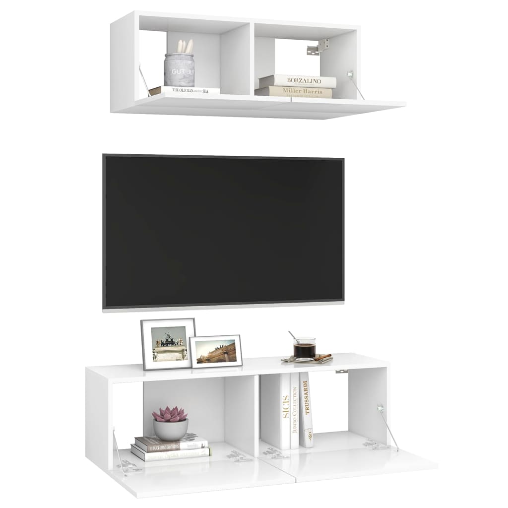 vidaXL Set de muebles de salón TV 2 piezas madera de ingeniería blanco