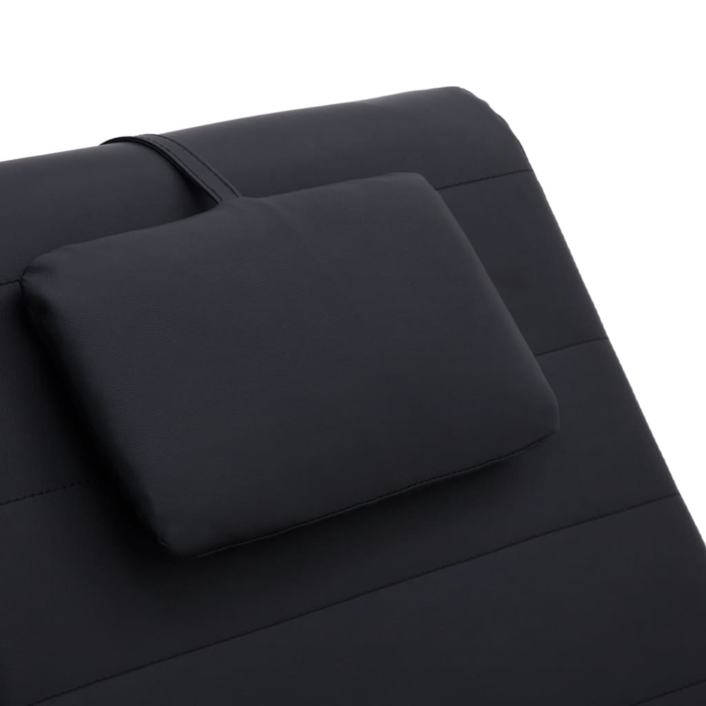vidaXL Diván de masaje con almohada de cuero sintético negro