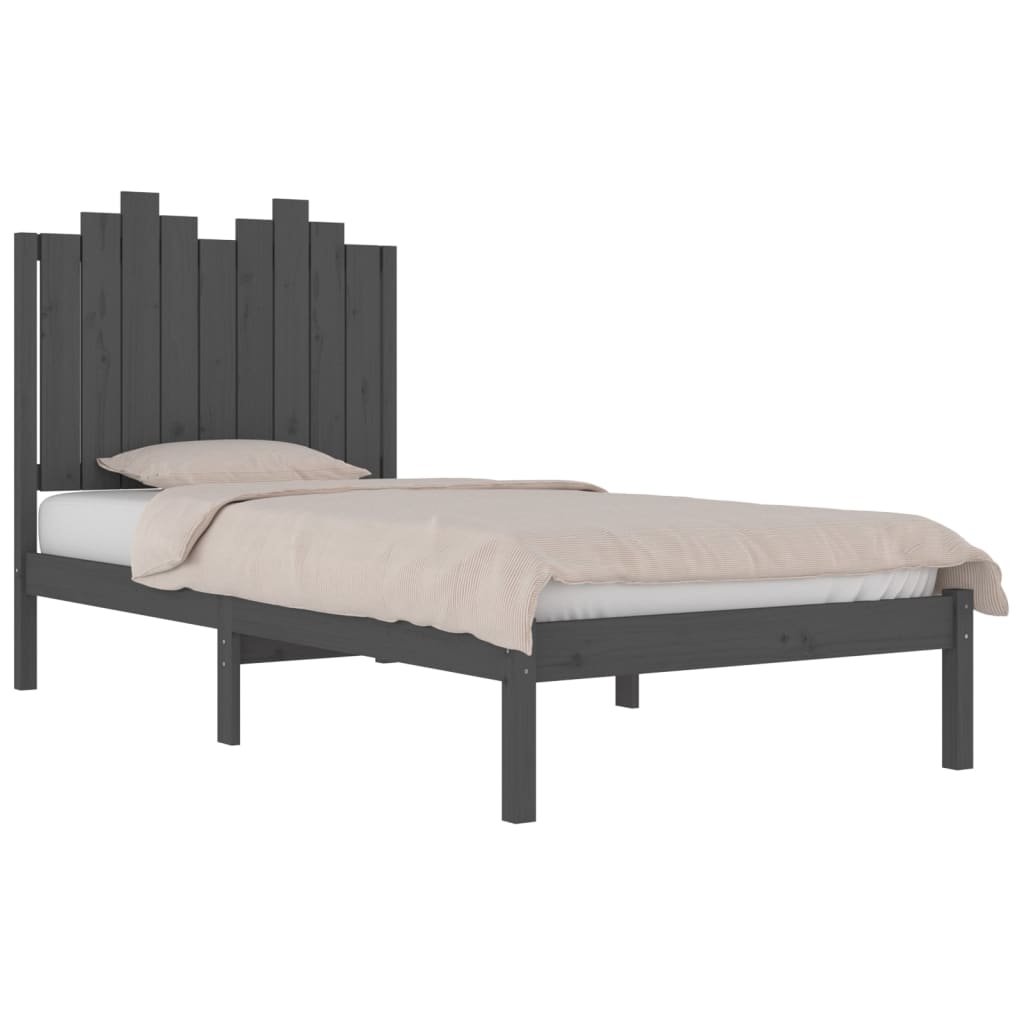 vidaXL Estructura de cama individual madera de pino gris 90x190 cm