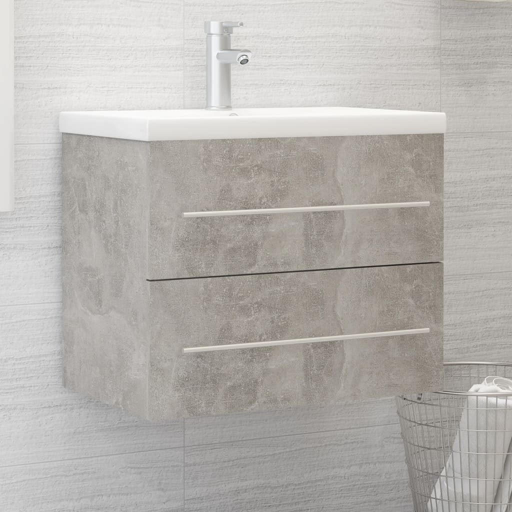 vidaXL Mueble de lavabo madera ingeniería gris hormigón 60x38,5x48 cm