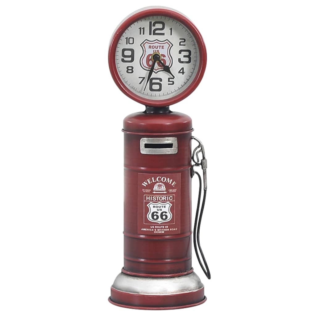 vidaXL Reloj de mesa rojo hierro y MDF 13x13x39 cm