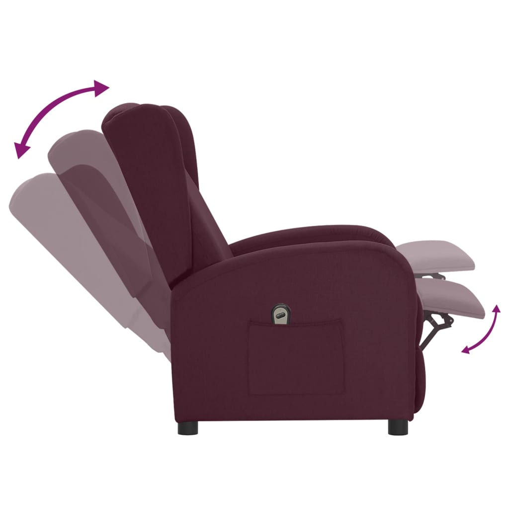 vidaXL Sillón reclinable eléctrico tela color morado