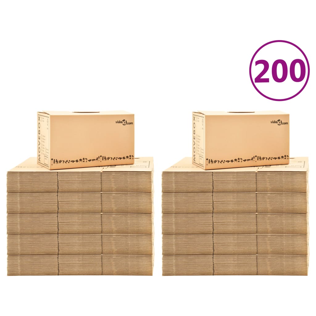 vidaXL Cajas de mudanza 200 unidades cartón XXL 60x33x34 cm