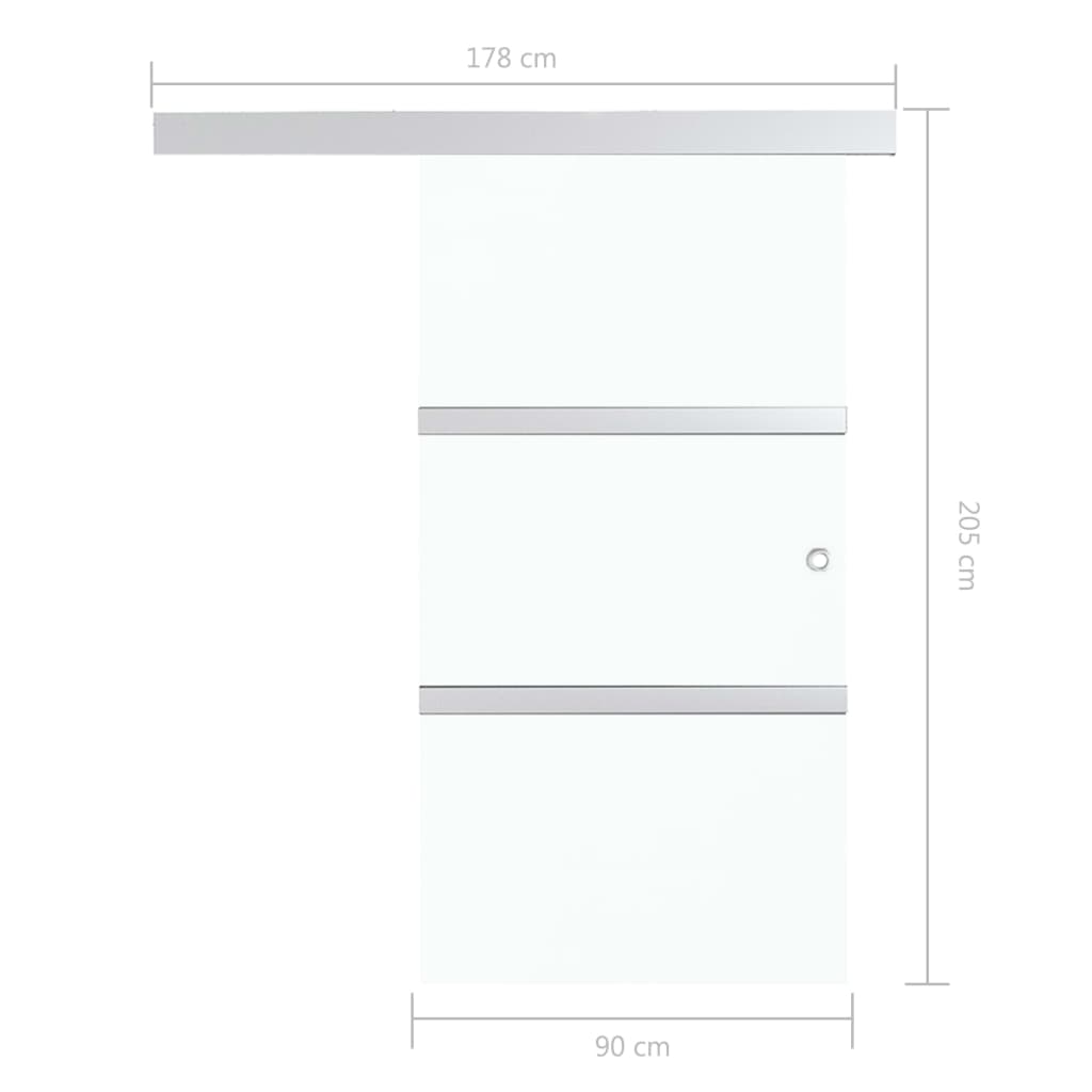 vidaXL Puerta corredera con topes suaves vidrio ESG aluminio 90x205 cm