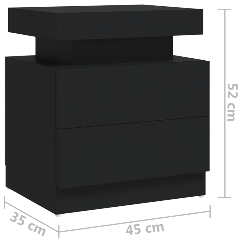vidaXL Mesita de noche de aglomerado negro 45x35x52 cm