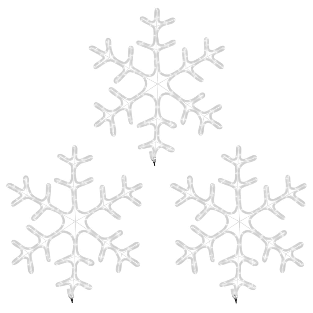vidaXL Figura de Navidad de copo de nieve con LED 3 piezas 59x59 cm