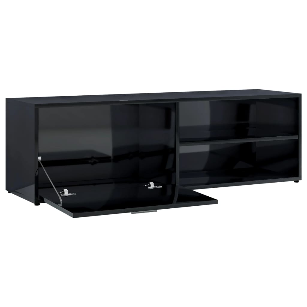 vidaXL Mueble TV madera contrachapada negro brillante 120x34x37 cm