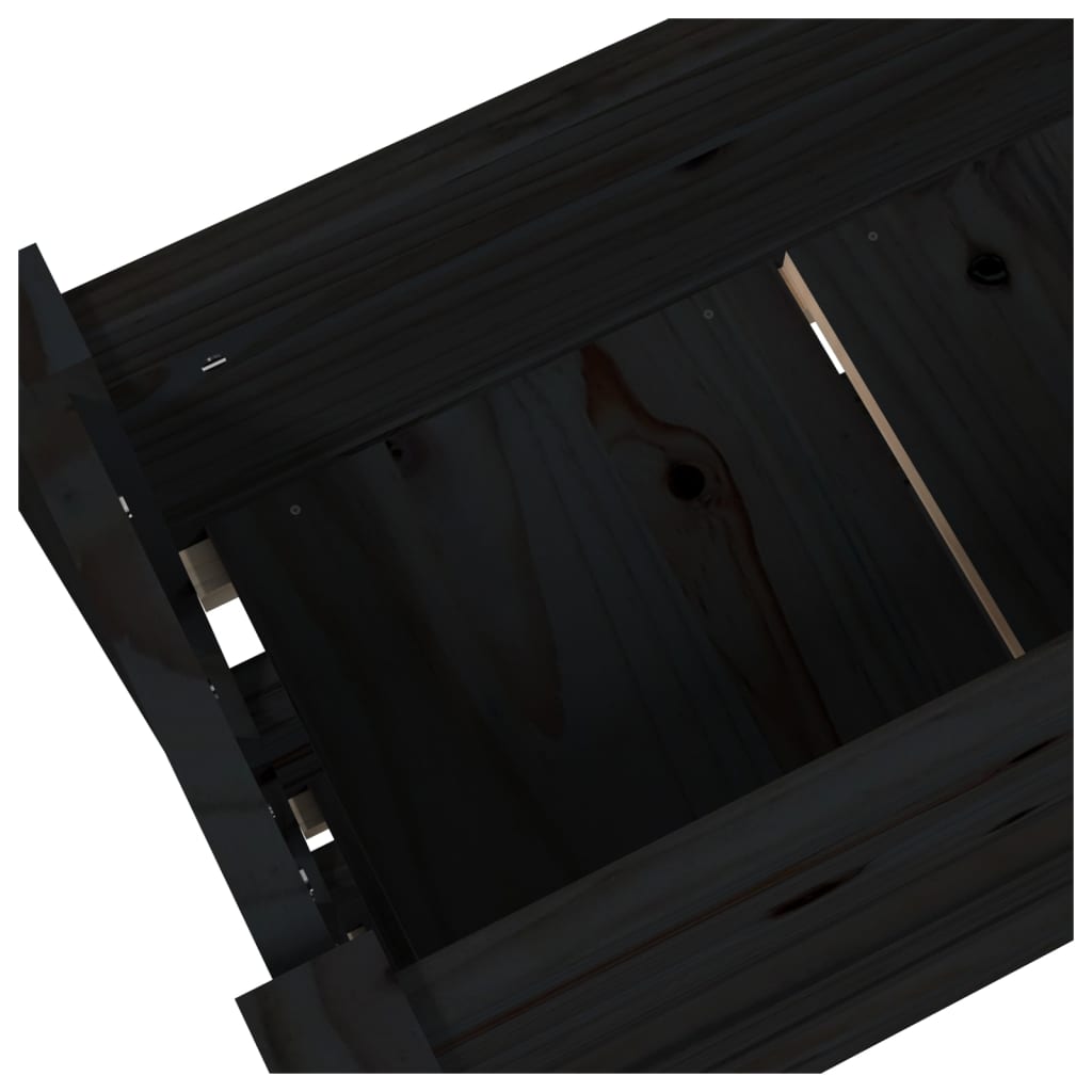 vidaXL Jardinera de madera maciza de pino negro 77x25x104,5 cm