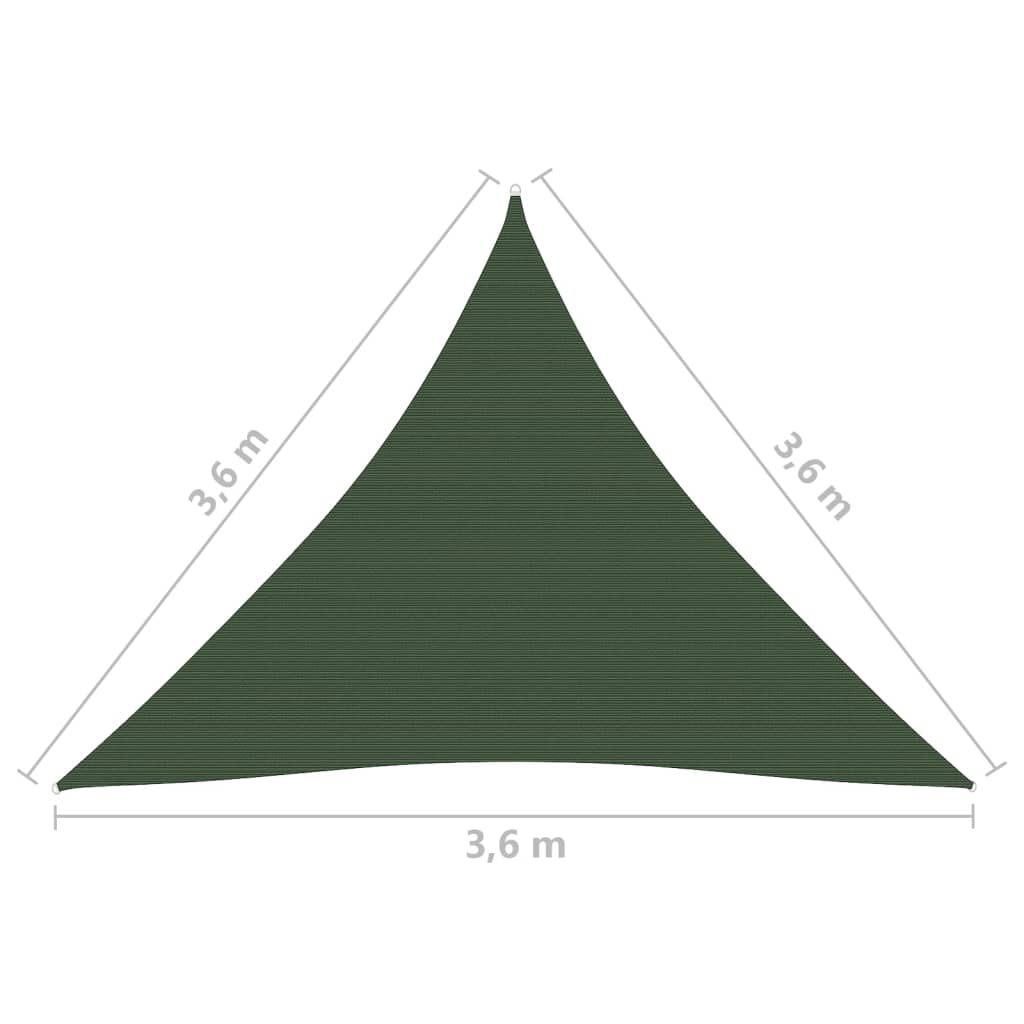 vidaXL Toldo de vela verde oscuro HDPE 160 g/m² 3,6x3,6x3,6 m