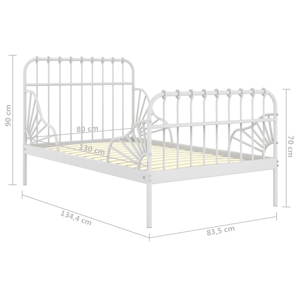 vidaXL Estructura de cama extensible metal blanca 80x130/200 cm