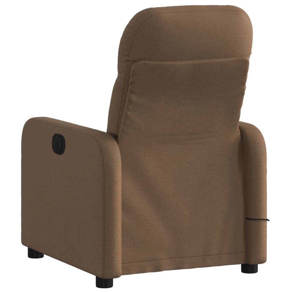vidaXL Sillón reclinable con masaje de tela marrón