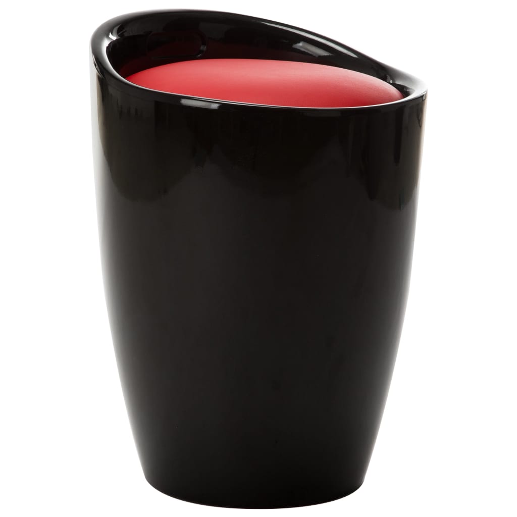 vidaXL Taburete con almacenaje cuero sintético negro y rojo