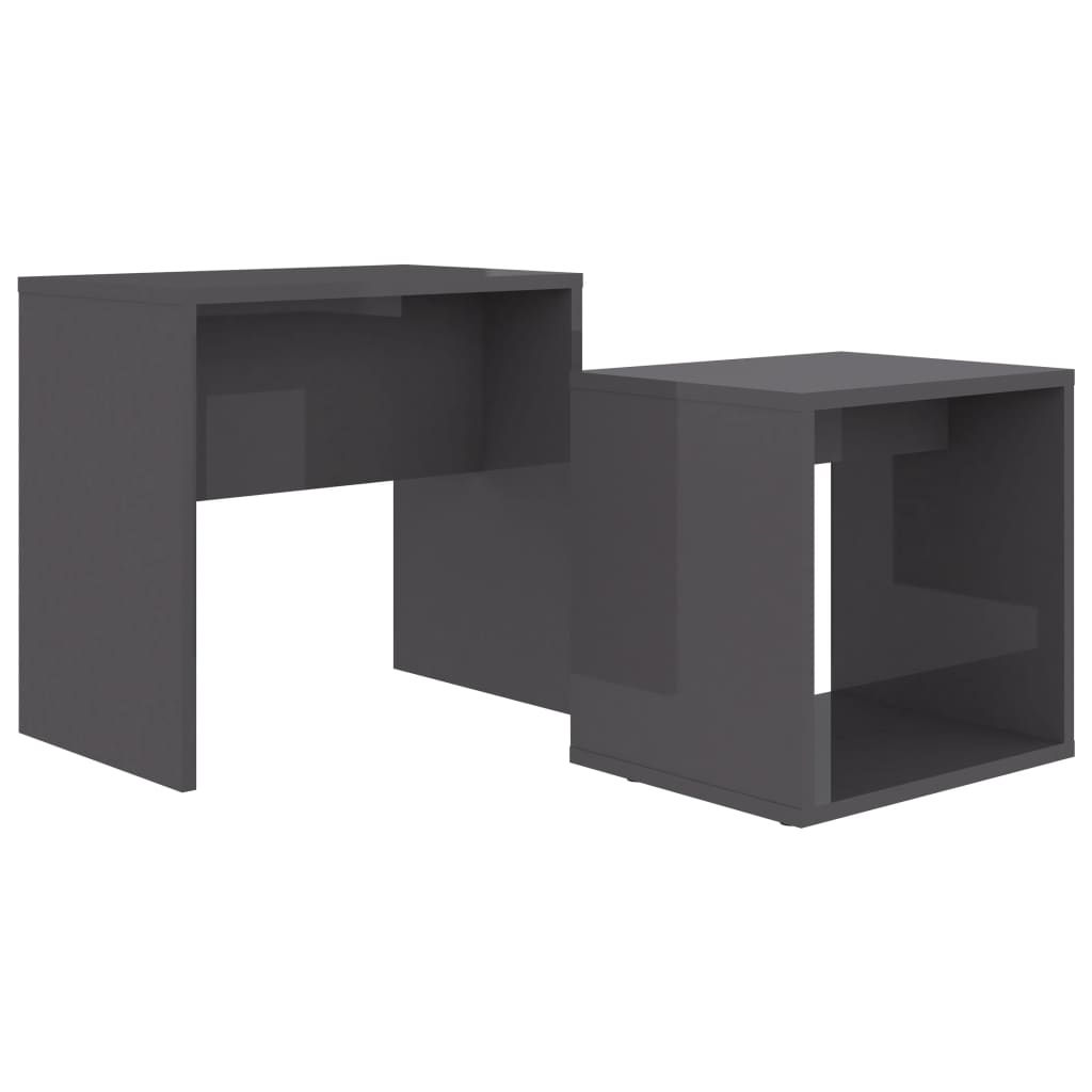 vidaXL Juego mesas centro madera contrachapada gris brillo 48x30x45 cm