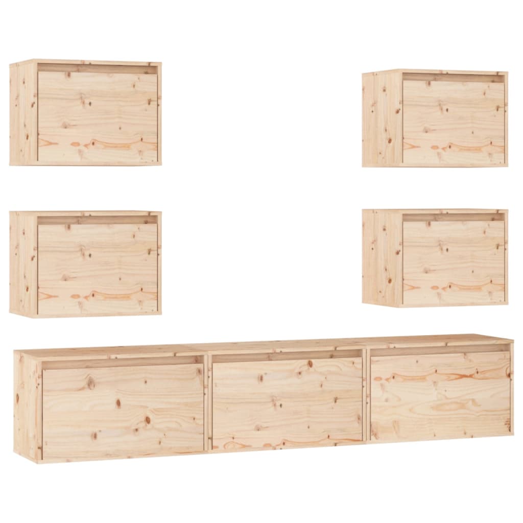 vidaXL Muebles para TV 7 piezas madera maciza de pino