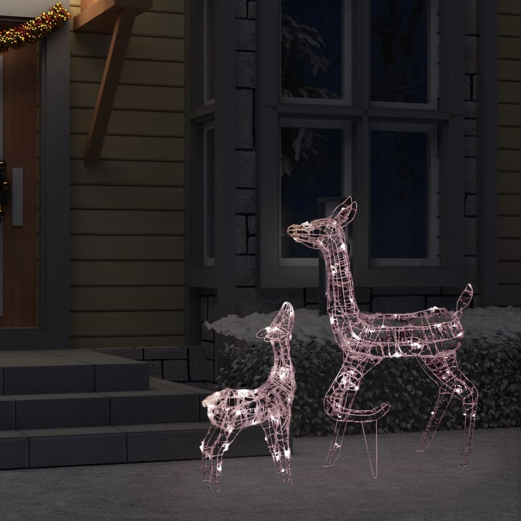 vidaXL Familia de renos de Navidad acrílico blanco cálido 160 LEDs