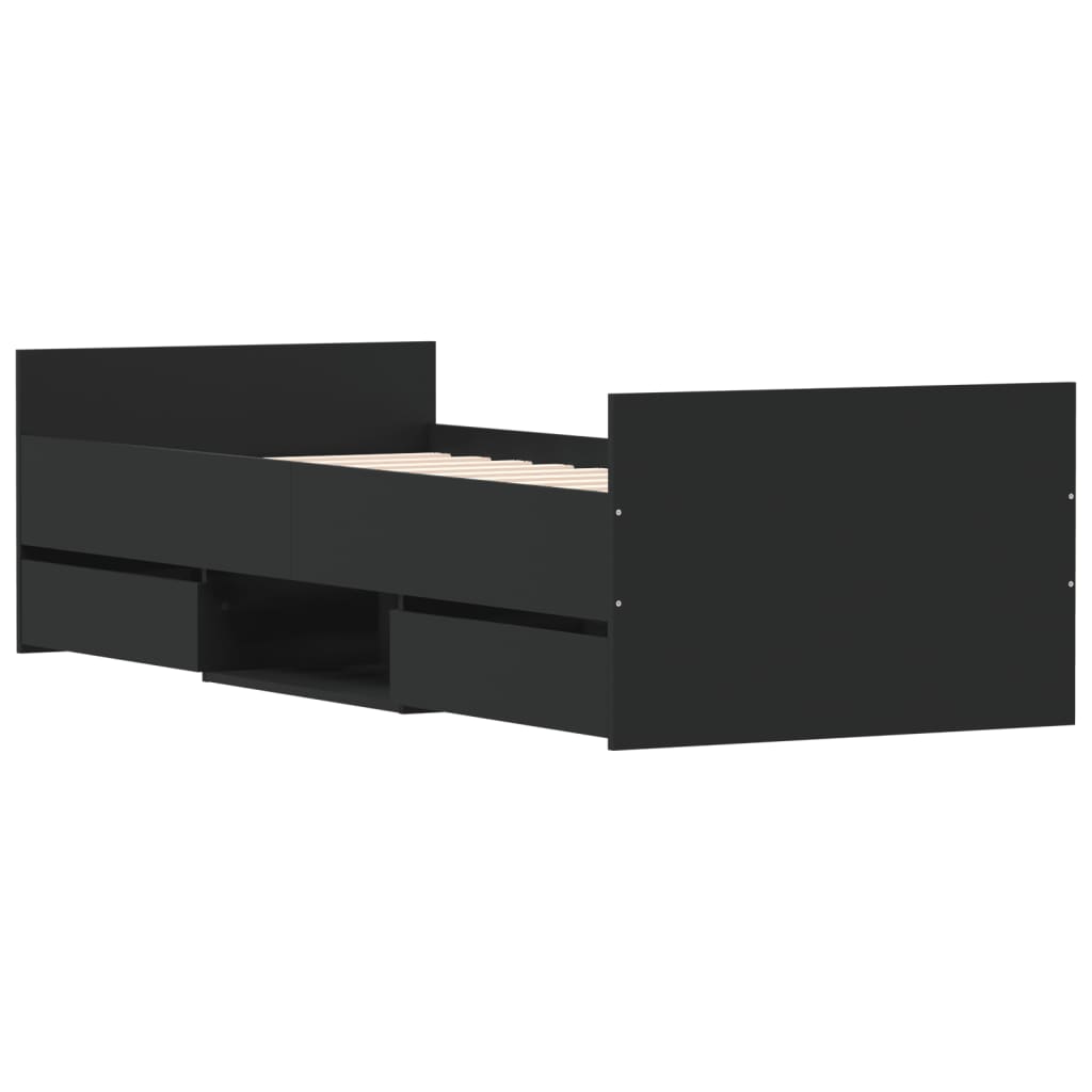 vidaXL Estructura de cama con cabecero piecero negro 75x190 cm