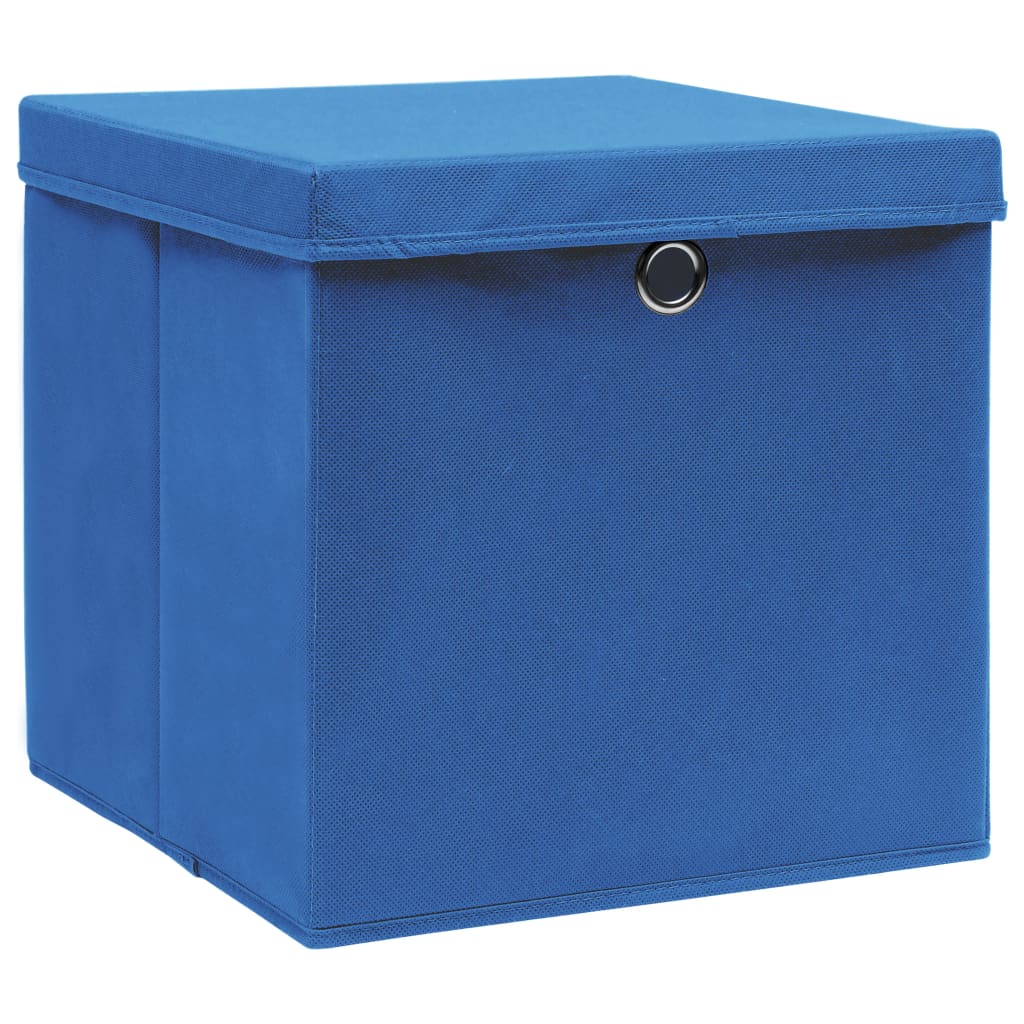 vidaXL Cajas de almacenaje con tapas 10 uds azul 28x28x28 cm