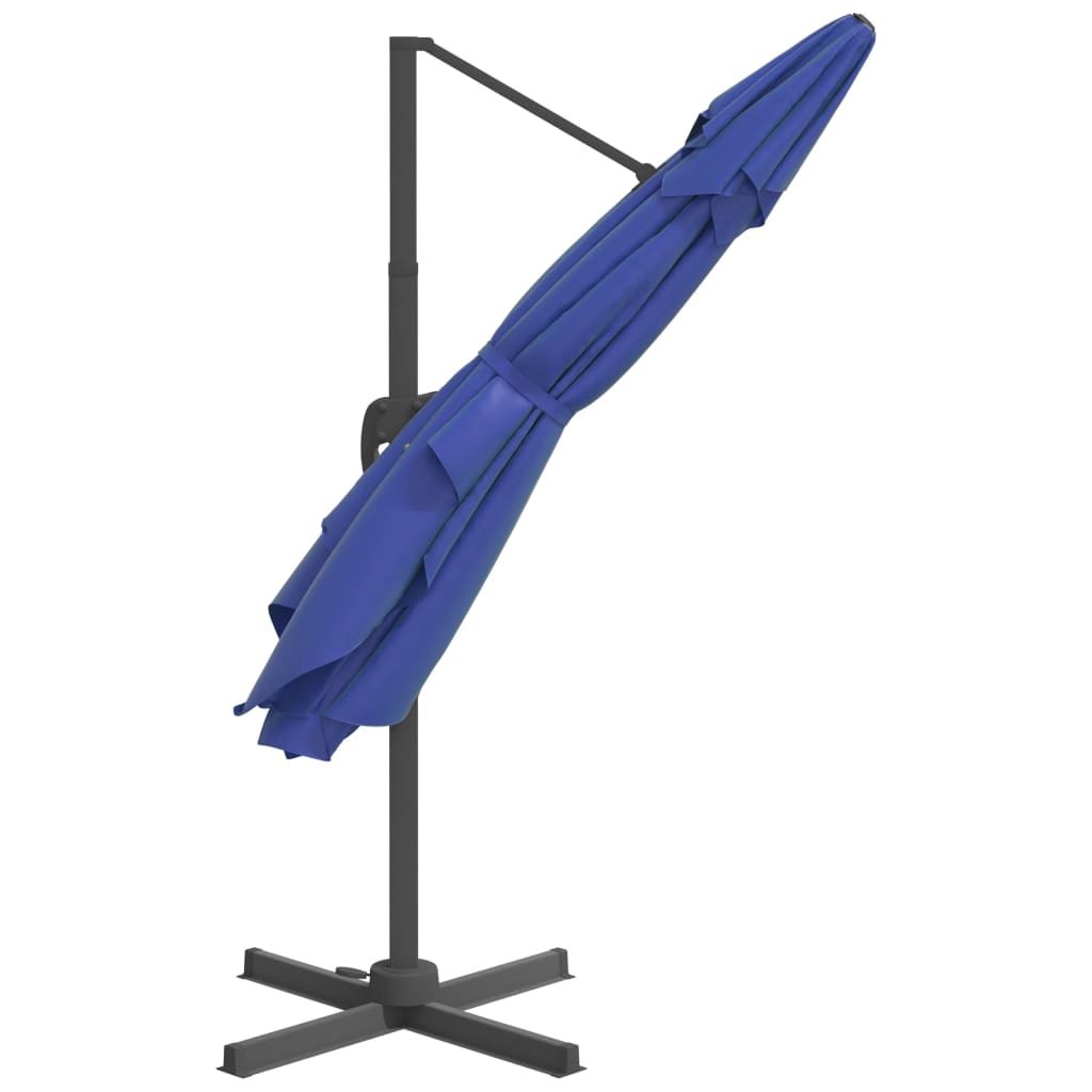 vidaXL Sombrilla voladiza con LEDs azul azure 400x300 cm