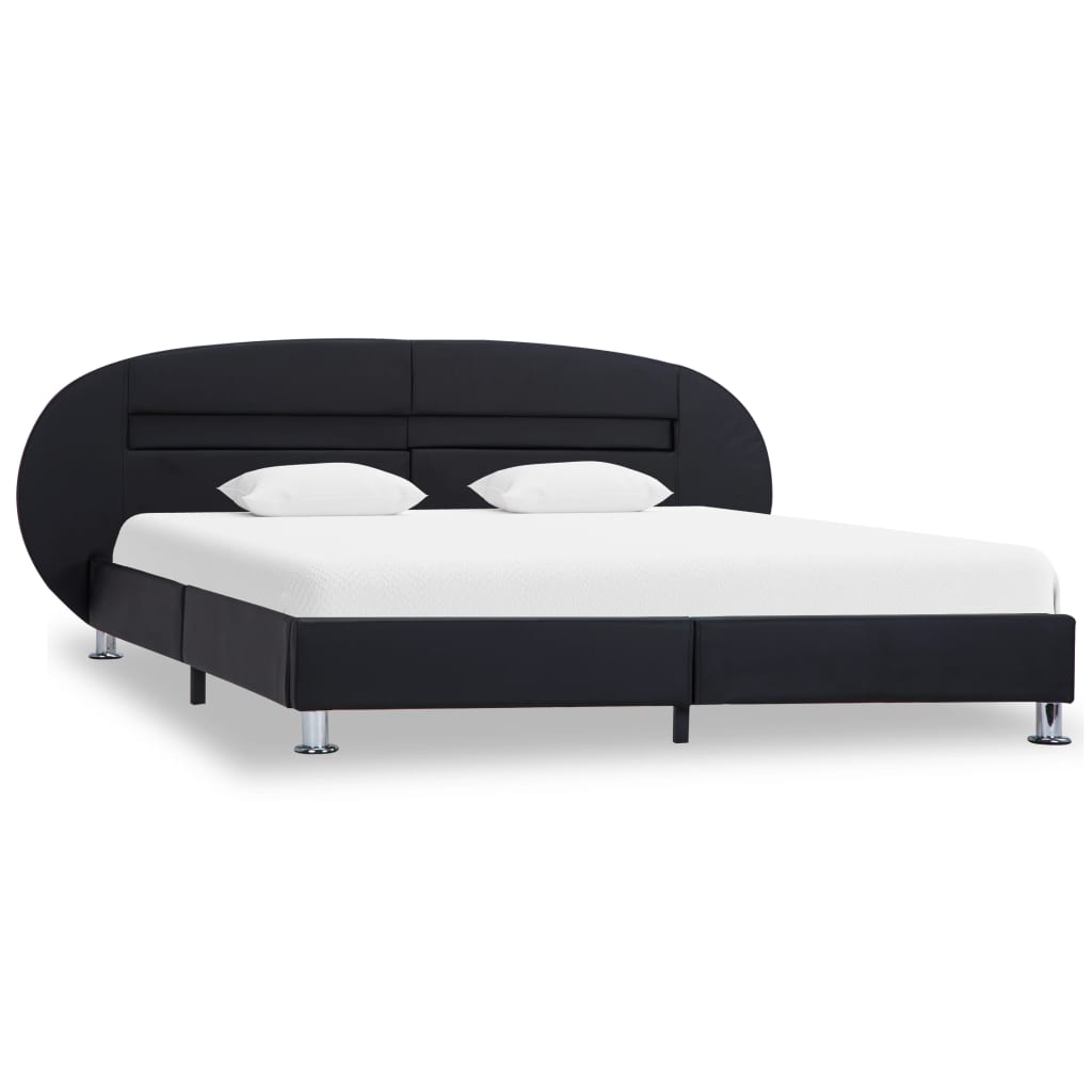 vidaXL Estructura de cama con LED cuero sintético negro 160x200 cm