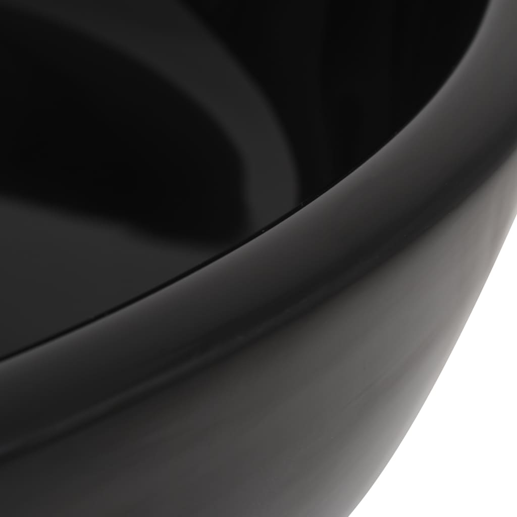 vidaXL Lavabo redondo de cerámica negro 42x12 cm