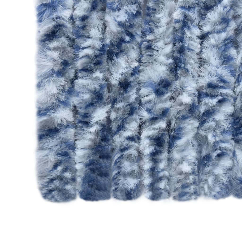 vidaXL Cortina mosquitera chenilla azul blanco y plateada 56x185 cm