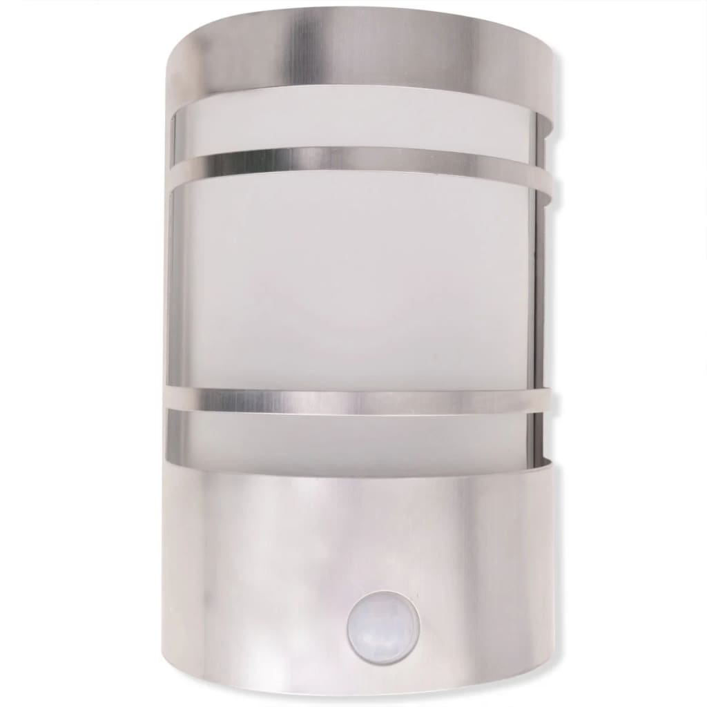 vidaXL Lámpara de pared para exterior con sensor de acero inoxidable