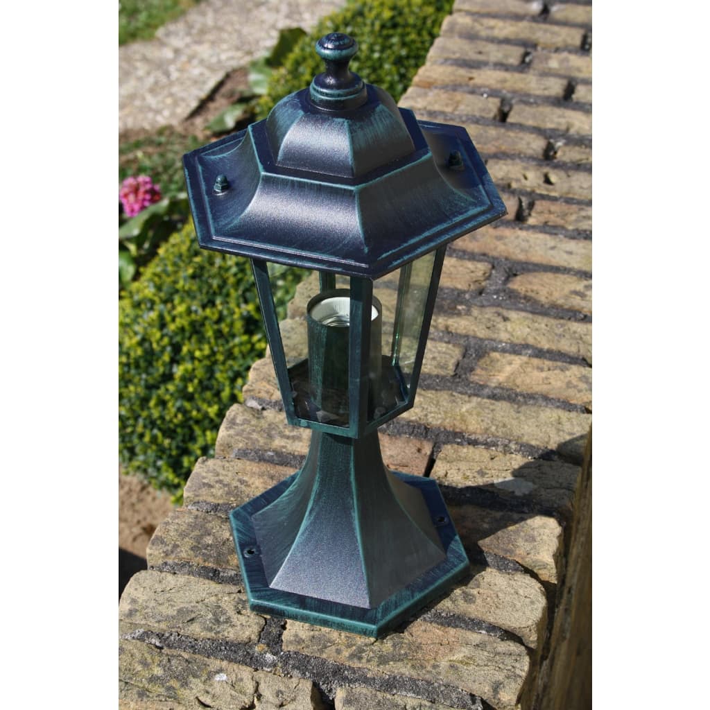 vidaXL Lámpara de jardín 2 uds aluminio verde oscuro/negro
