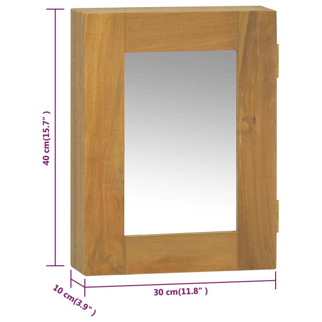 vidaXL Mueble con espejo madera maciza de teca 30x10x40 cm