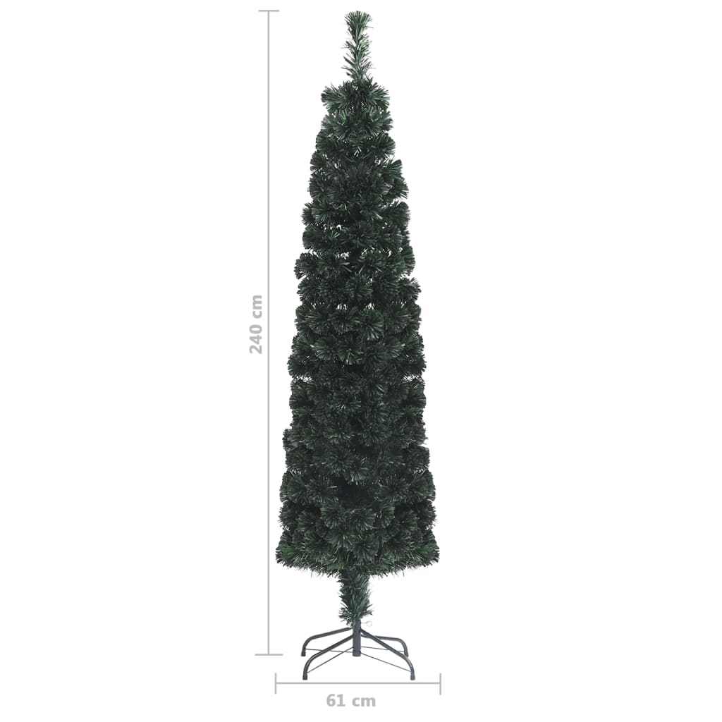 vidaXL Árbol Navidad artificial estrecho soporte fibra óptica 240 cm