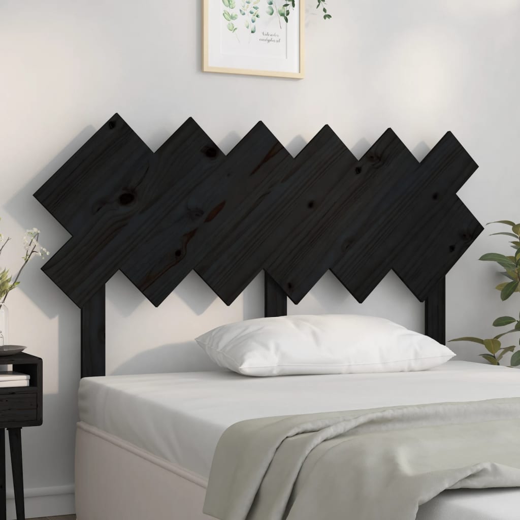 vidaXL Cabecero de cama madera maciza de pino negro 132x3x81 cm