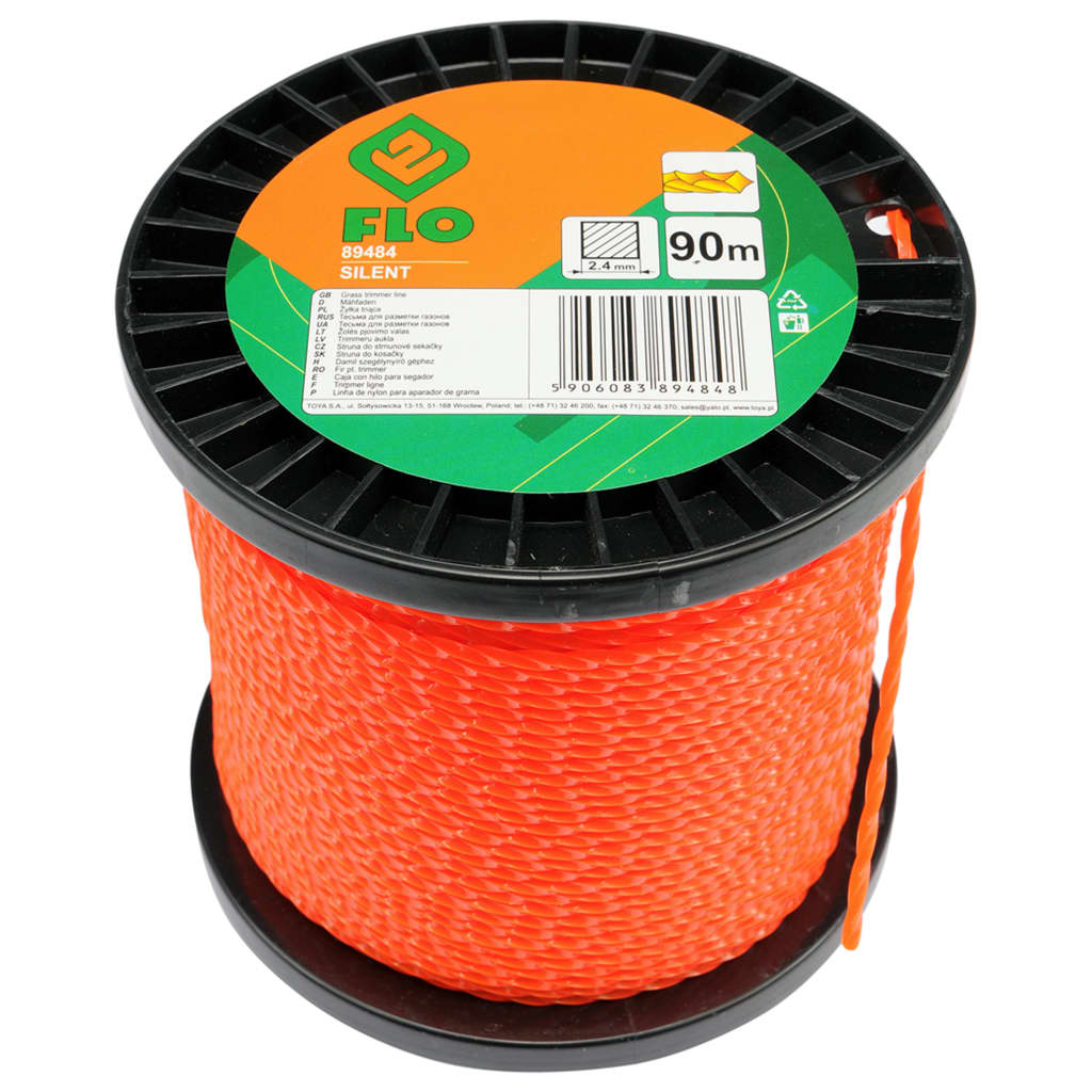FLO Cable de cortacésped Silent naranja 2,4 mm 90 m