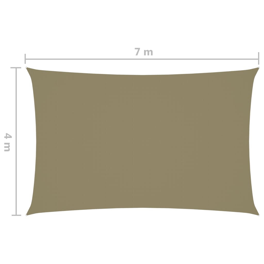 vidaXL Toldo de vela rectangular tela Oxford beige 4x7 m