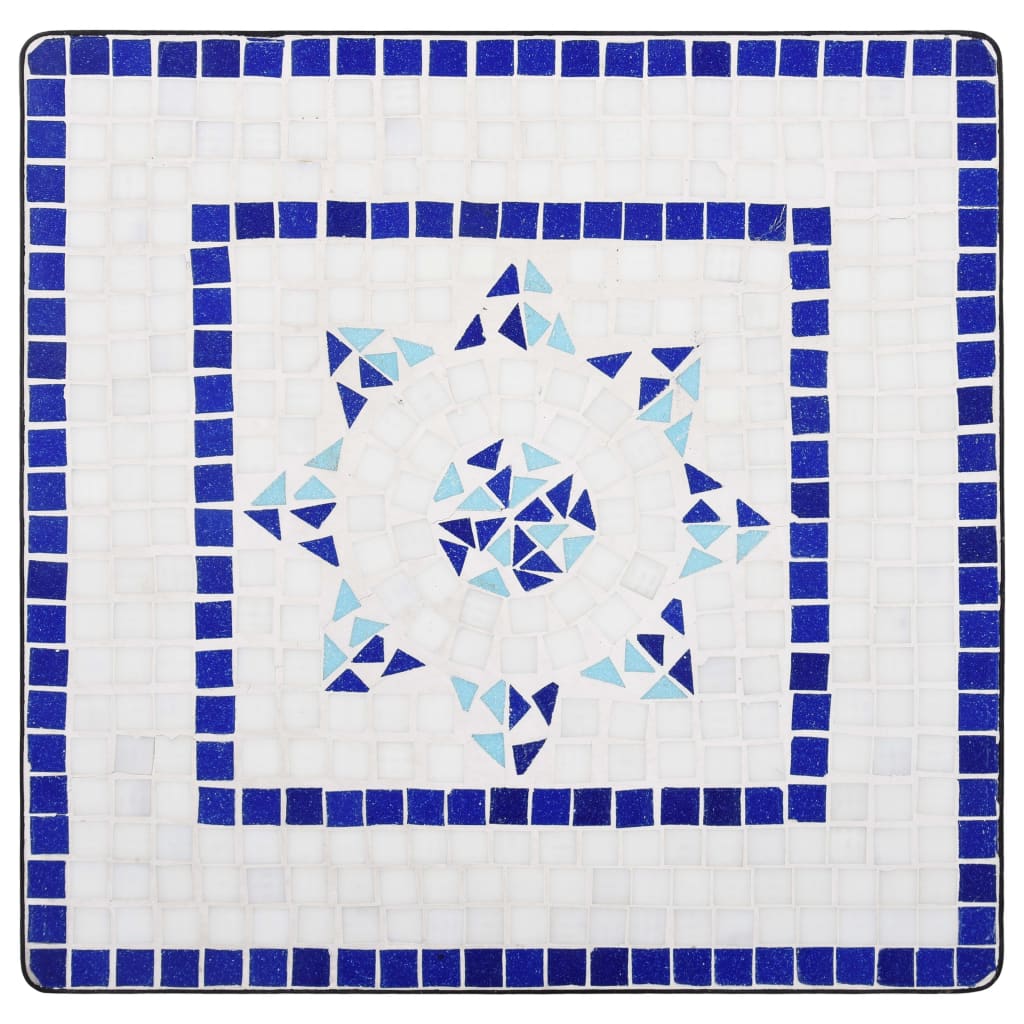 vidaXL Mesa y sillas de bistró 3 piezas mosaico cerámica azul y blanco