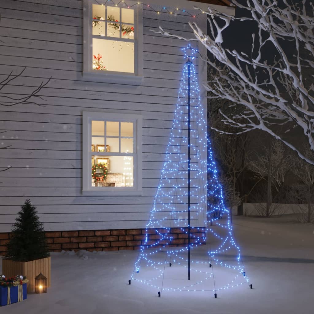 vidaXL Árbol de Navidad con poste de metal 500 LEDs azul 3 m