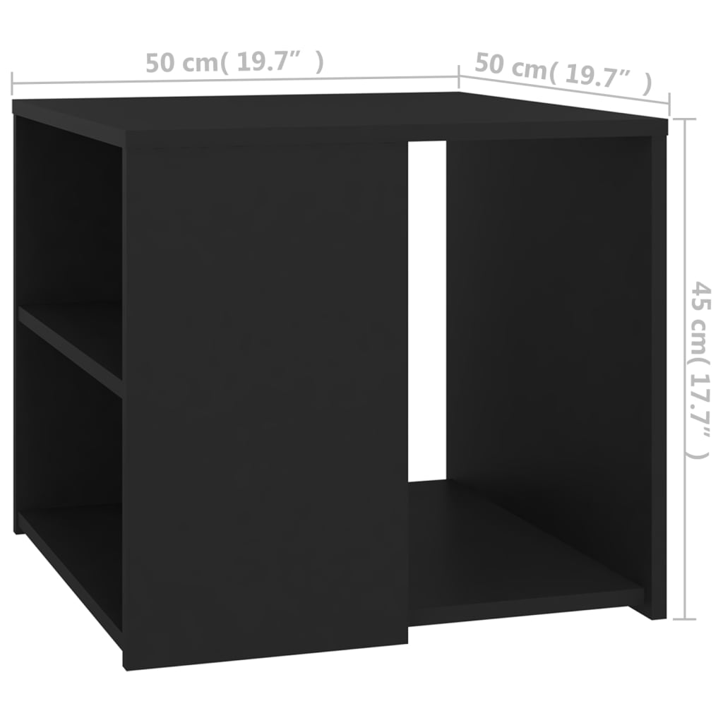 vidaXL Mesa auxiliar madera contrachapada negro 50x50x45 cm