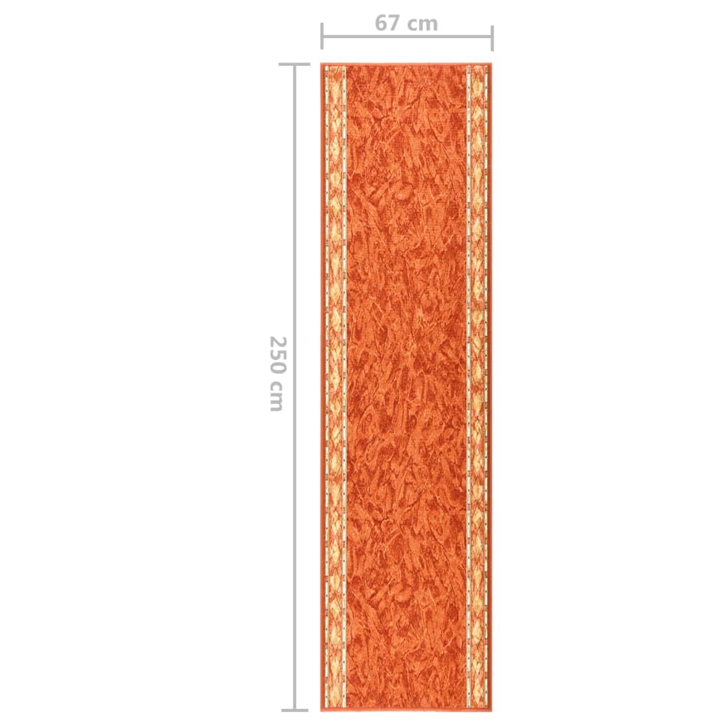 vidaXL Alfombra de pasillo antideslizante terracota 67x250 cm