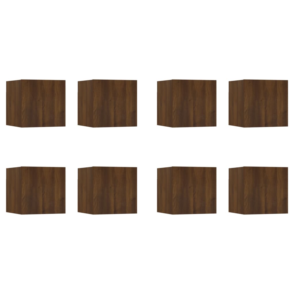 vidaXL Muebles para TV de pared 8 uds roble marrón 30,5x30x30 cm