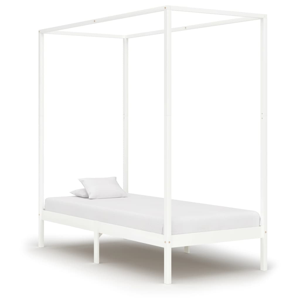 vidaXL Estructura cama con dosel madera maciza pino blanco 90x200 cm