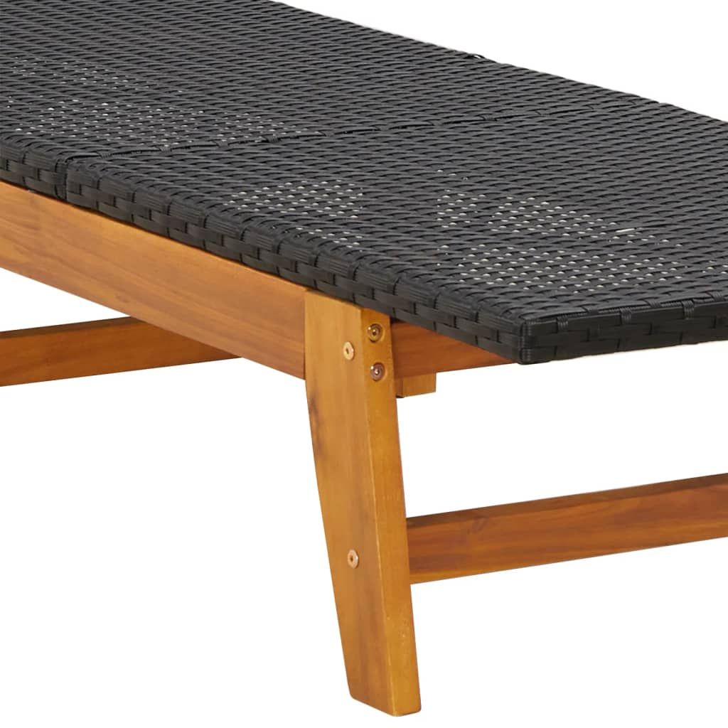 vidaXL Tumbona con mesa ratán sintético y madera maciza de acacia