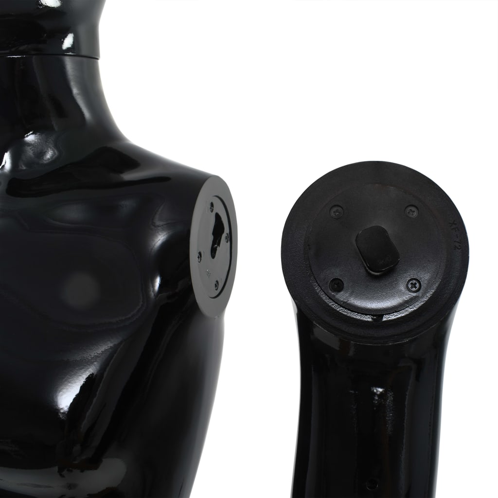 vidaXL Maniquí de hombre completo base vidrio negro brillante 185 cm