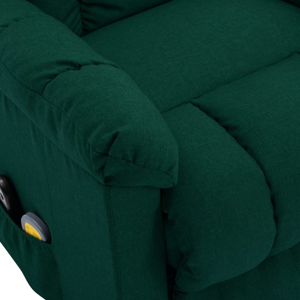 vidaXL Sillón reclinable de masaje de pie de tela verde oscuro