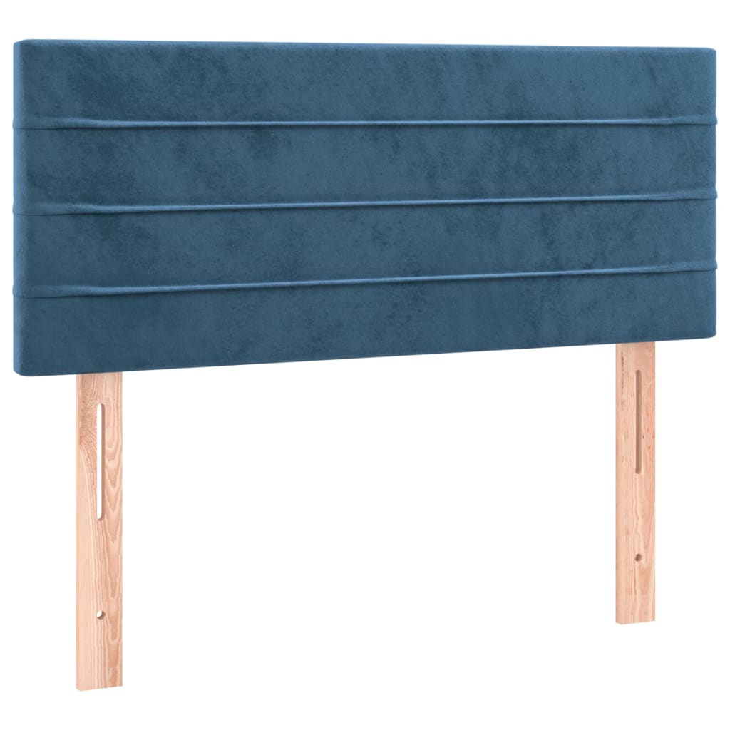 vidaXL Cama box spring colchón y LED terciopelo azul oscuro 120x200 cm