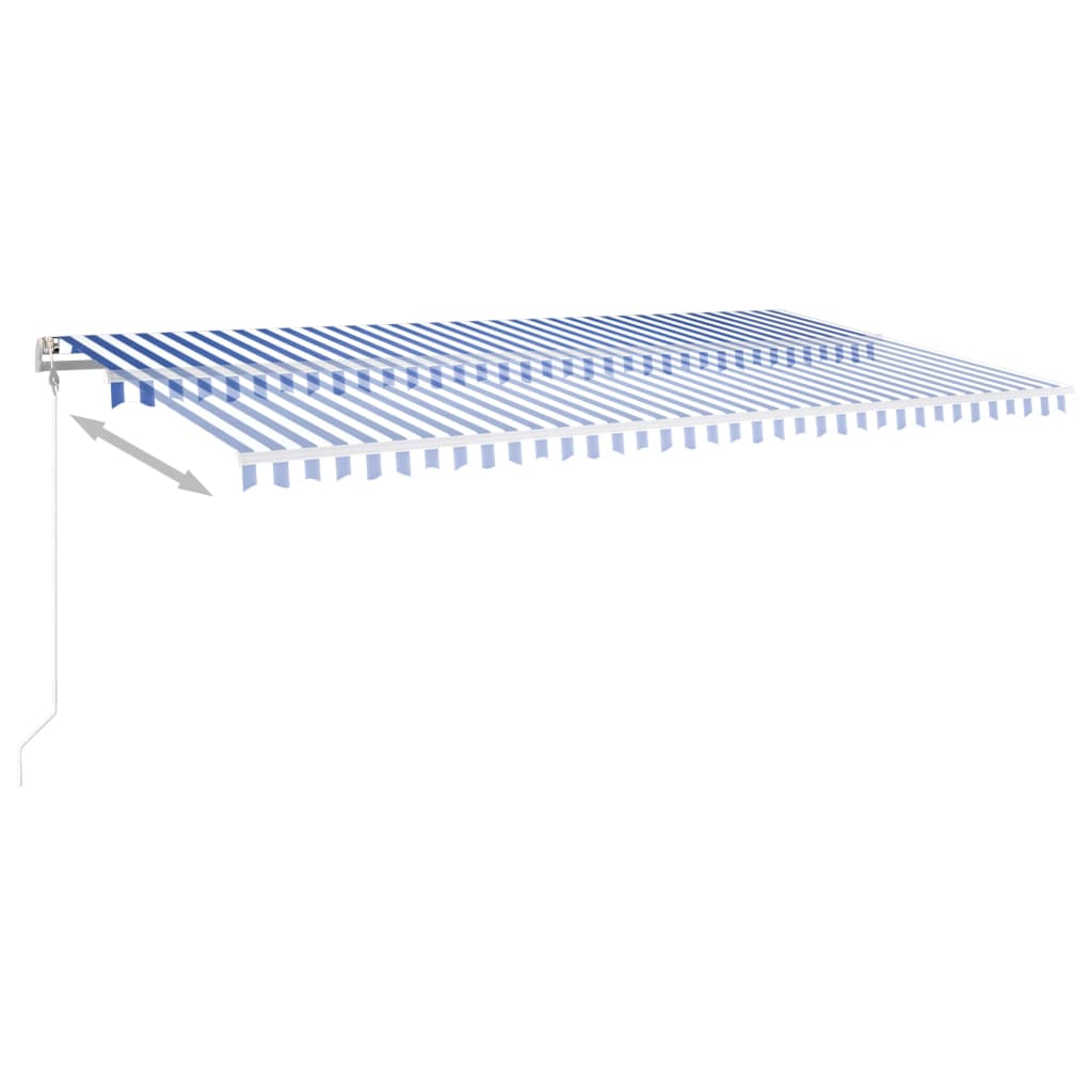 vidaXL Toldo manual retráctil con postes azul y blanco 6x3,5 m