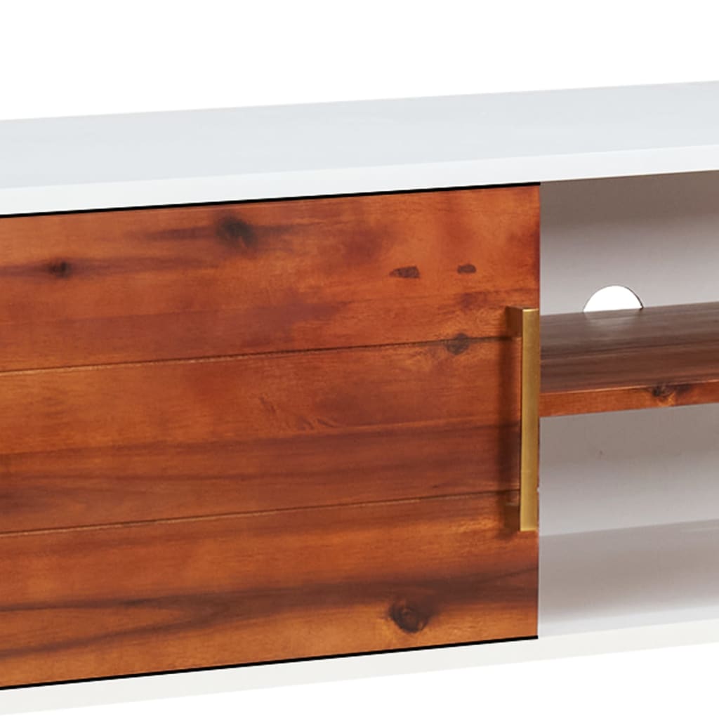 vidaXL Mueble para TV de madera maciza de acacia y MDF 110x35x50 cm
