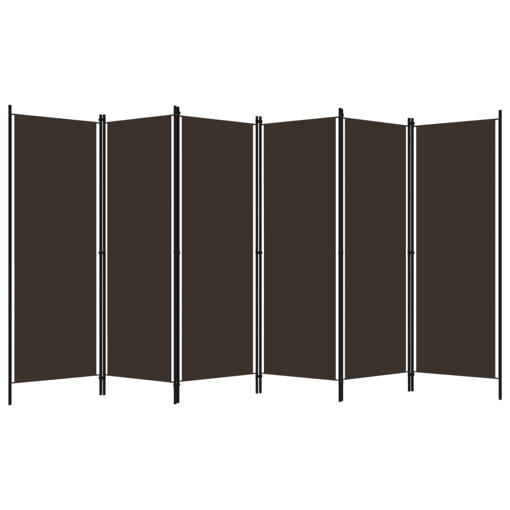 vidaXL Biombo divisor de 6 paneles marrón 300x180 cm